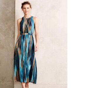 Anthropologie | Paper Crown Rivier Sleeveless Midi Blue Streak Dress, Sz. 8
